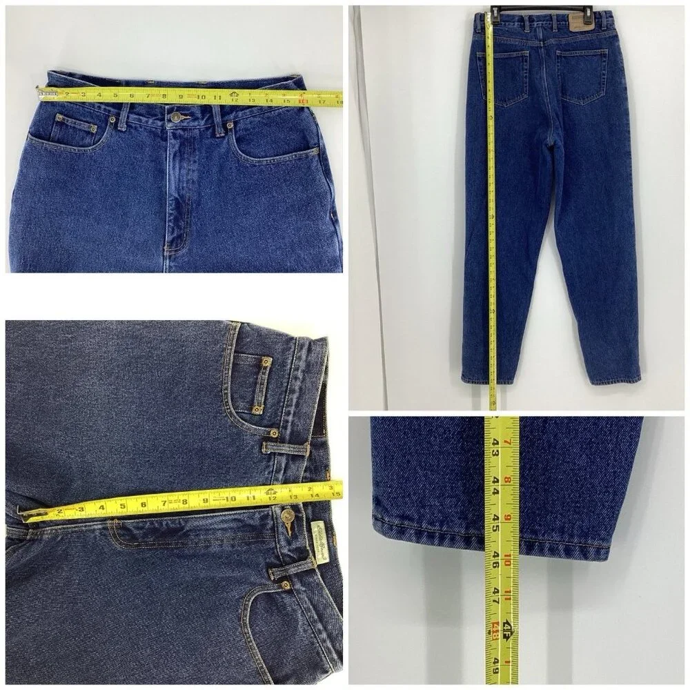 Eddie Bauer Women Flannel-Lined Denim Jean Boyfriend Relaxed Sz 14 Tall MSRP $99 - Picture 7 of 12